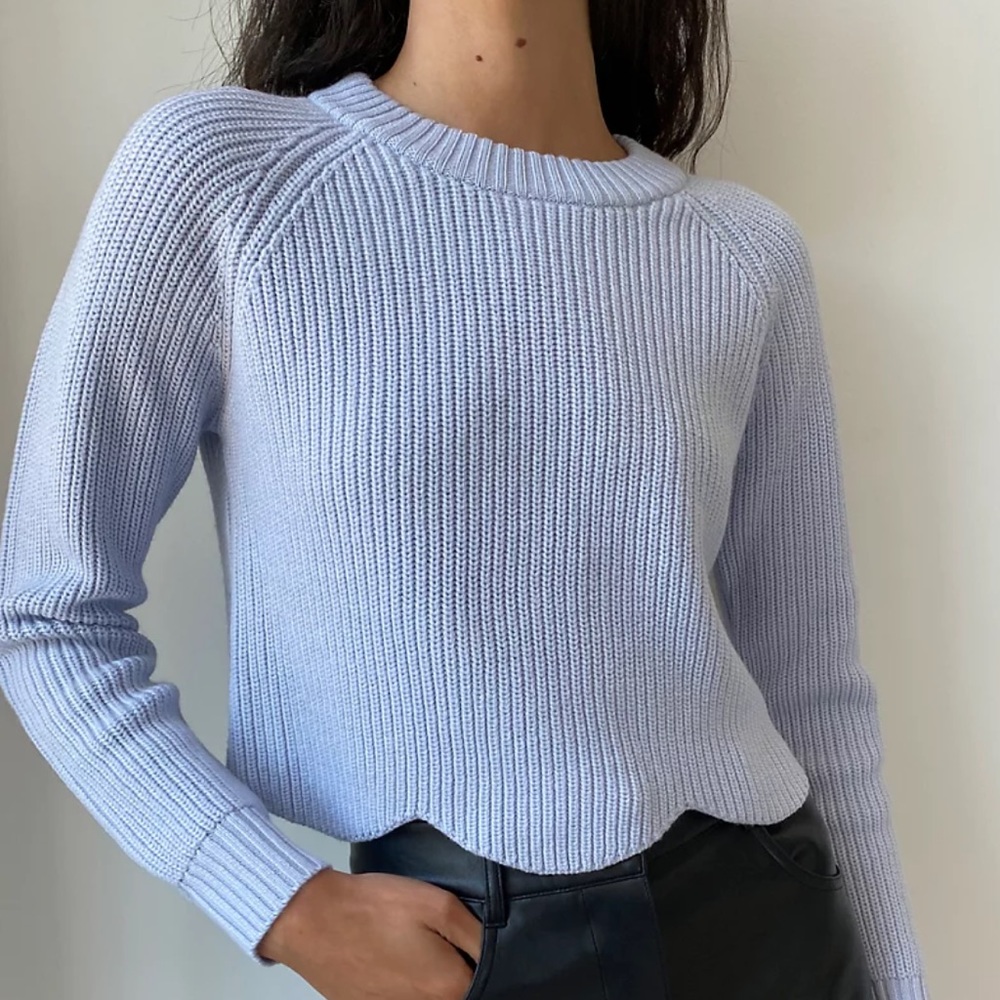 Wilfred 100% Merino Wool Sardou Cropped Scallop Hem Sweater